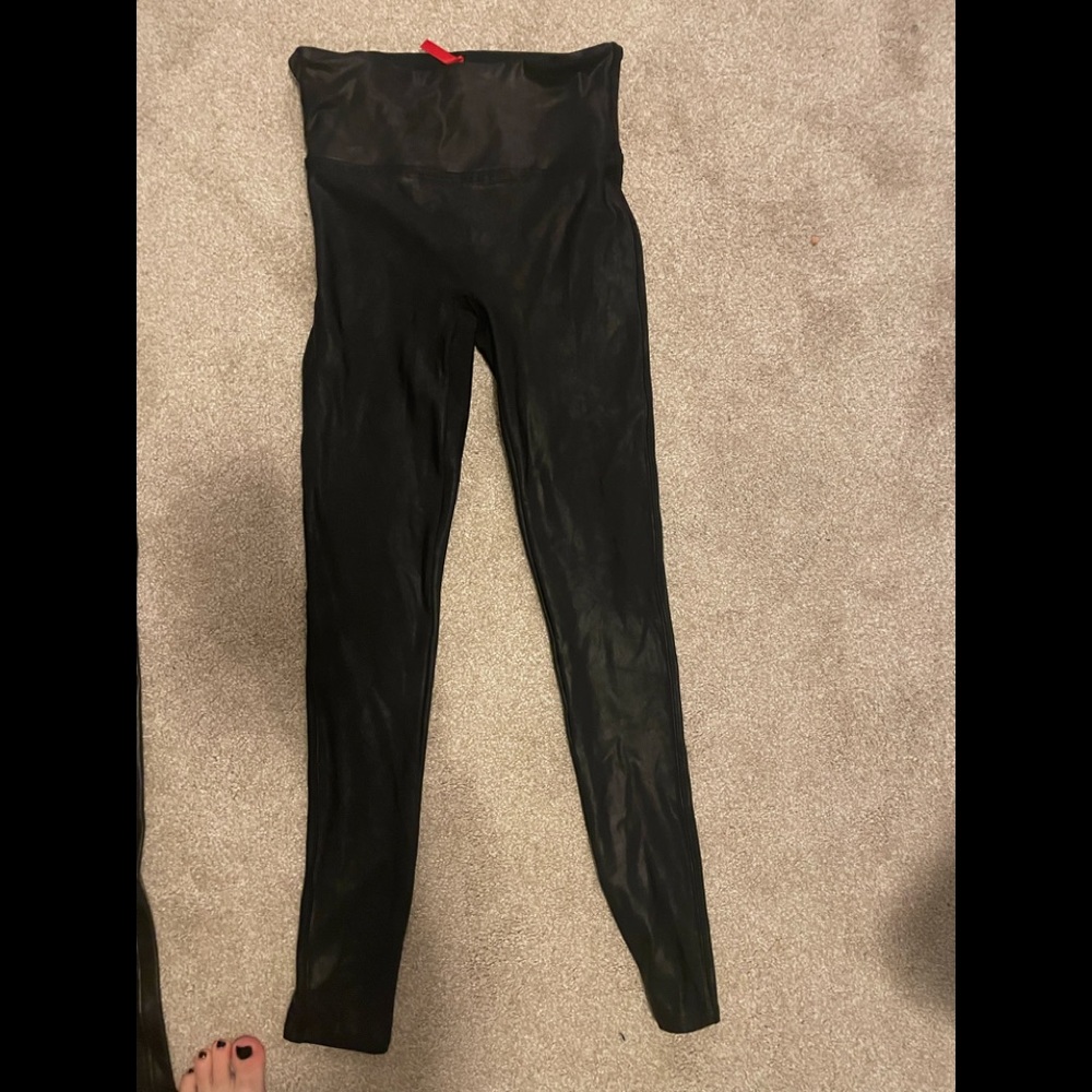 Spanx black leather leggings